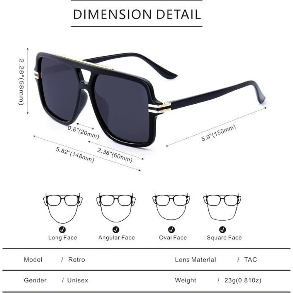 2 Pack Women's Polarized Oversized Aviator Sunglasses UV400 Driving Outdoor